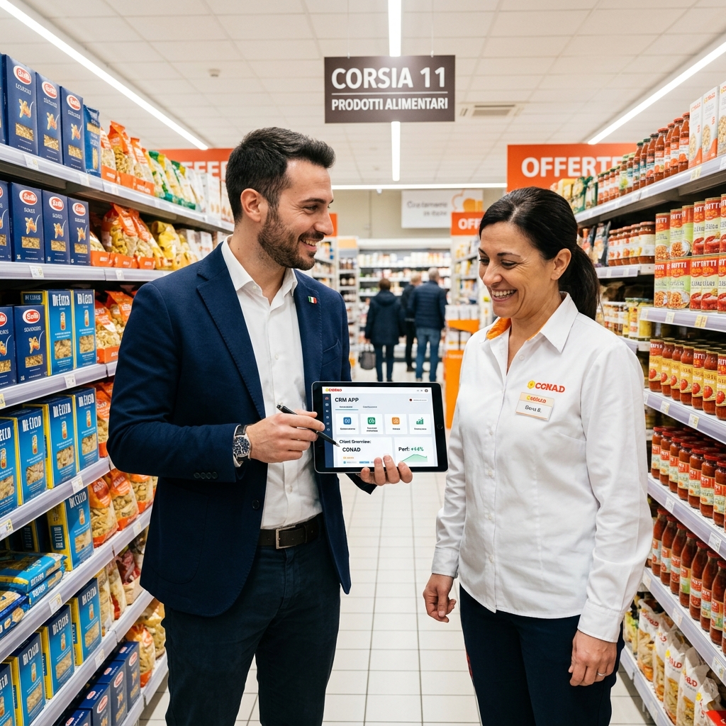 Agente GDO in visita al supermercato